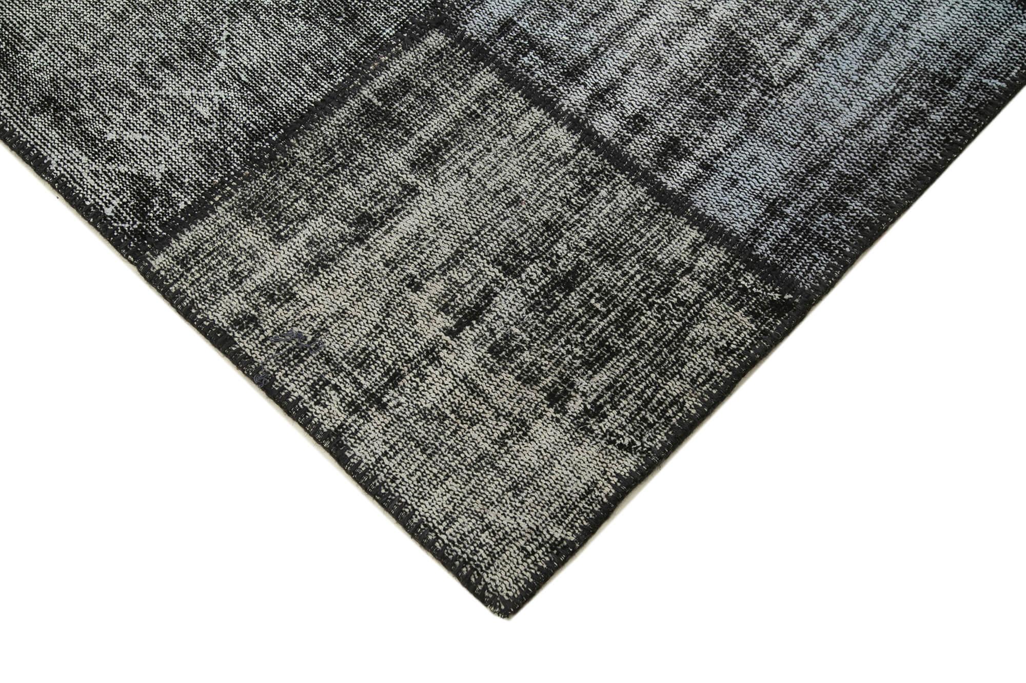 Kırk Yama Siyah Patchwork Pamuk Yün El Dokuma Halısı 176x245 Agacan