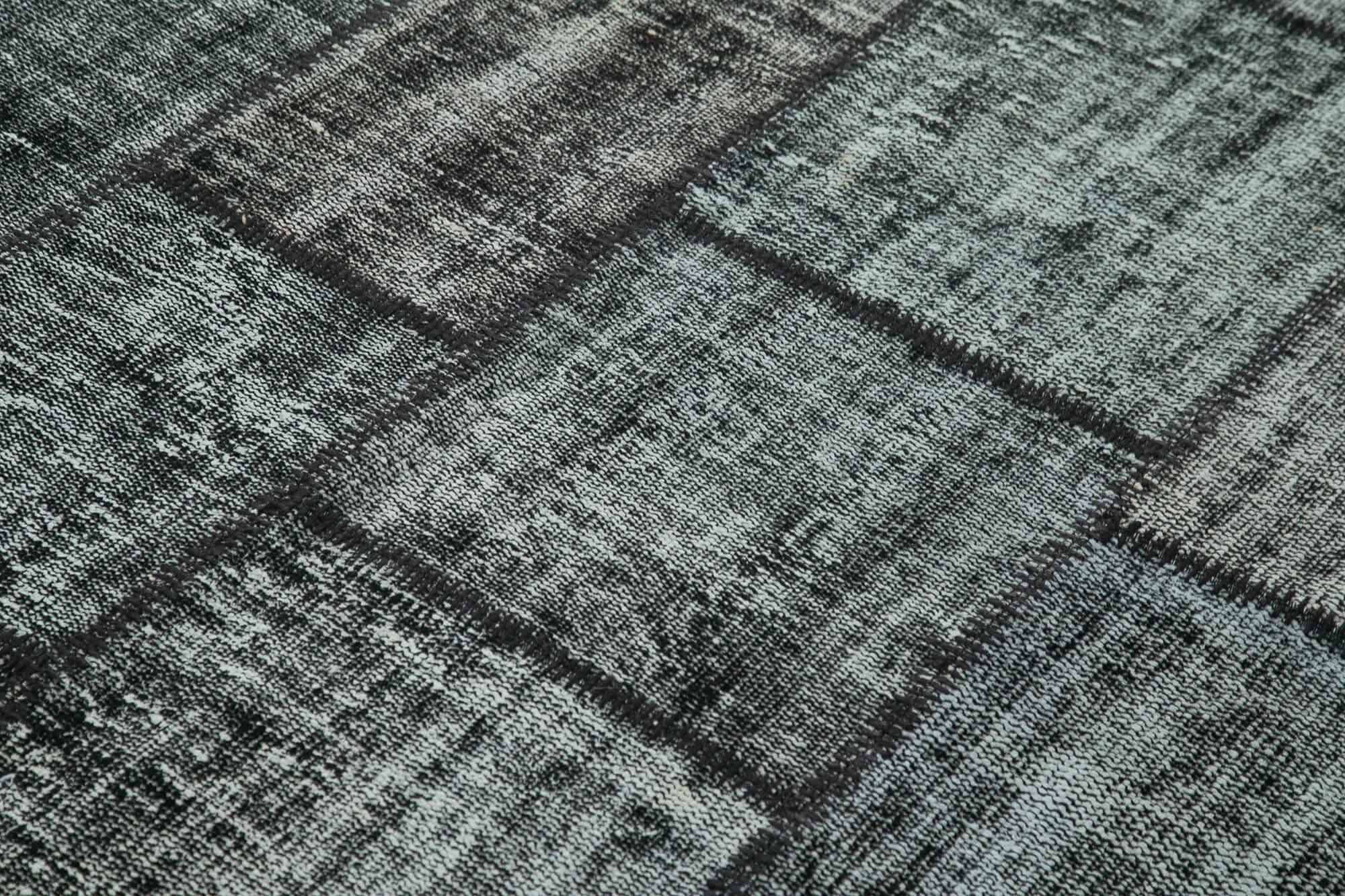 Kırk Yama Siyah Patchwork Pamuk Yün El Dokuma Halısı 176x245 Agacan