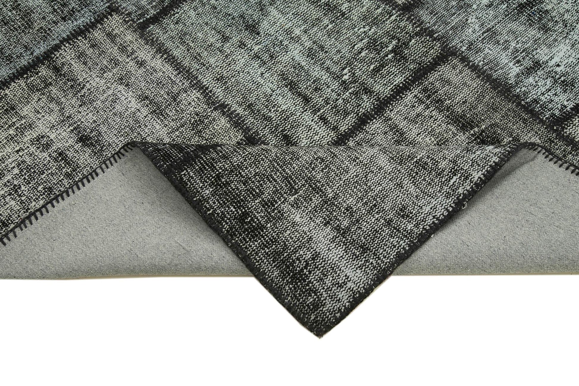 Kırk Yama Siyah Patchwork Pamuk Yün El Dokuma Halısı 176x245 Agacan