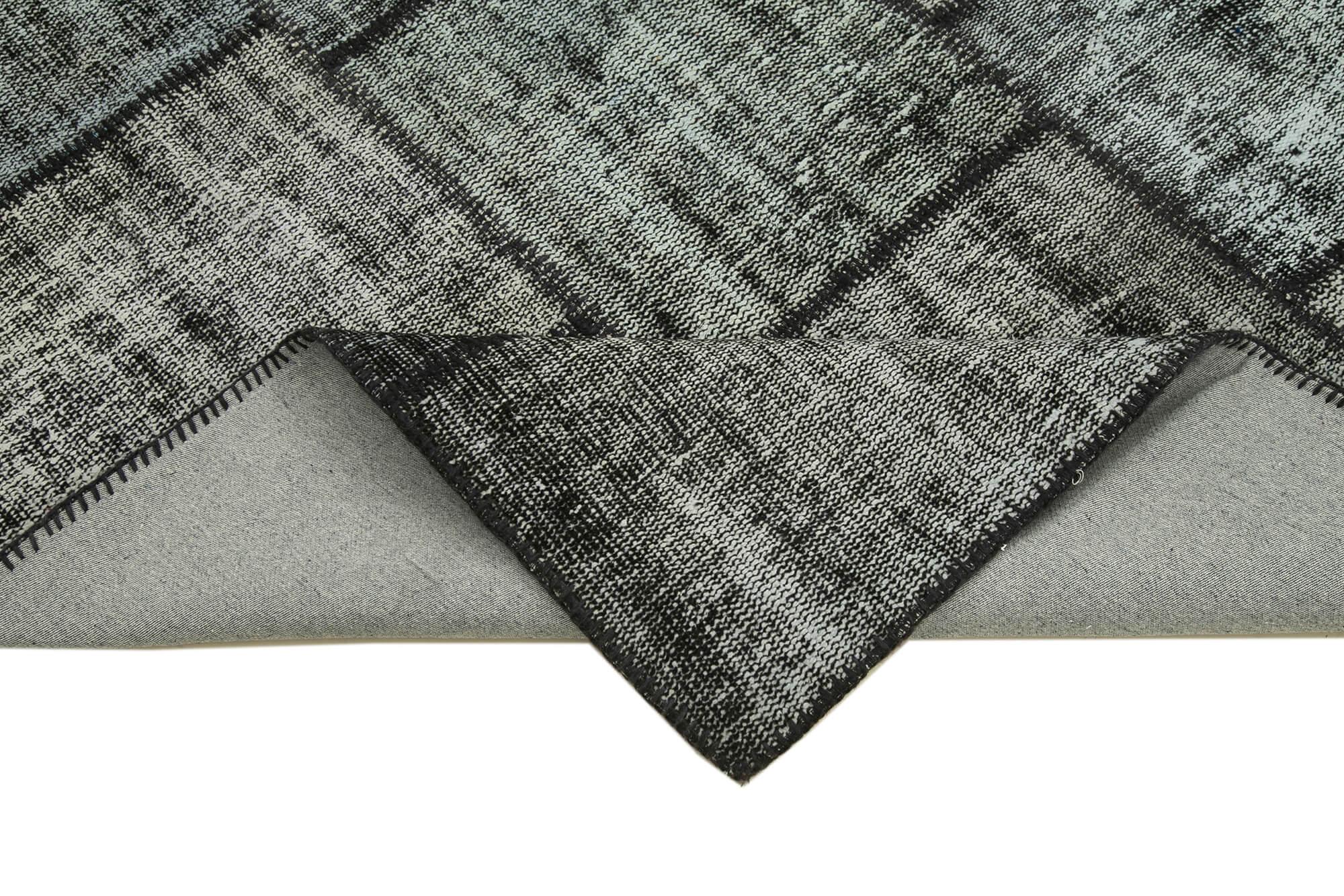 Kırk Yama Siyah Patchwork Pamuk Yün El Dokuma Halısı 176x245 Agacan