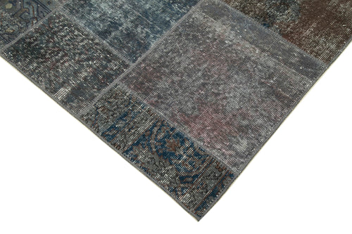 Kırk Yama Gri Patchwork Pamuk Yün El Dokuma Halısı 170x240 Agacan