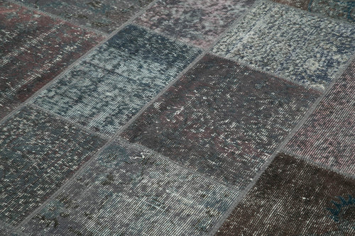 Kırk Yama Gri Patchwork Pamuk Yün El Dokuma Halısı 170x240 Agacan