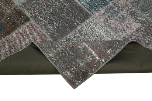 Kırk Yama Gri Patchwork Pamuk Yün El Dokuma Halısı 170x240 Agacan