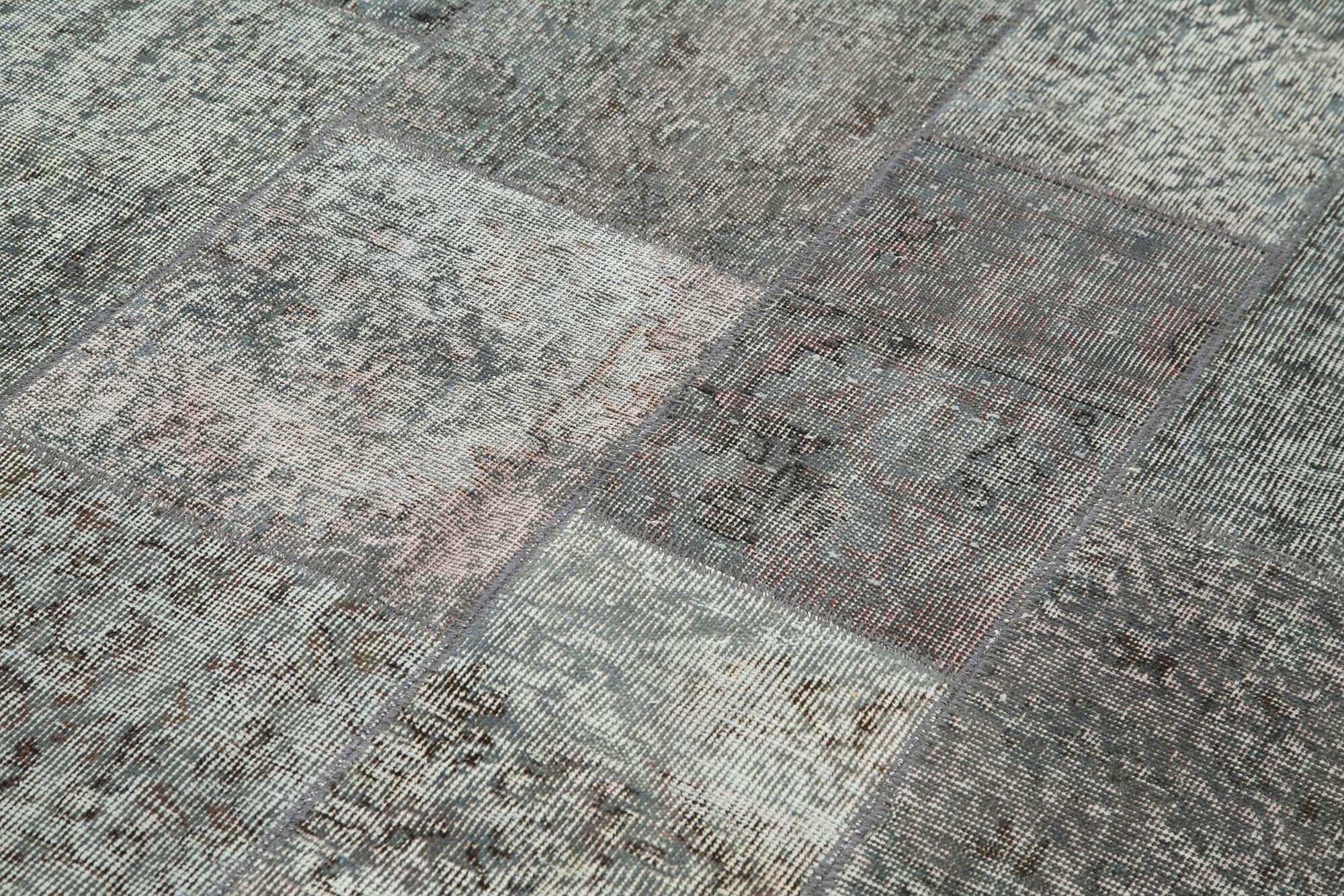 Kırk Yama Gri Patchwork Pamuk Yün El Dokuma Halısı 170x240 Agacan
