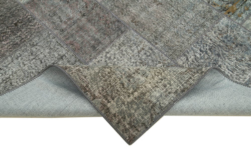 Kırk Yama Gri Patchwork Pamuk Yün El Dokuma Halısı 170x240 Agacan