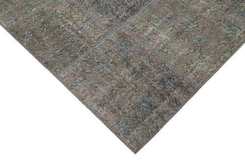 Kırk Yama Gri Patchwork Pamuk Yün El Dokuma Halısı 170x245 Agacan
