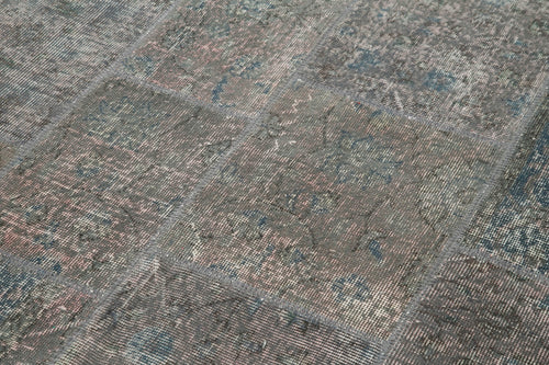 Kırk Yama Gri Patchwork Pamuk Yün El Dokuma Halısı 170x245 Agacan