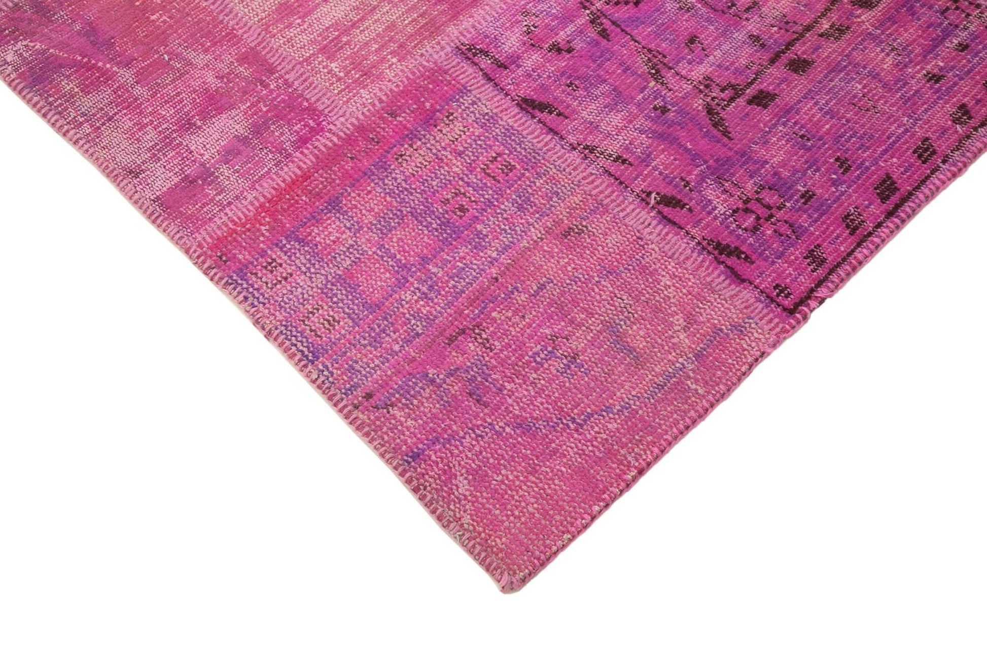 Kırk Yama Pembe Patchwork Pamuk Yün El Dokuma Halısı 173x240 Agacan