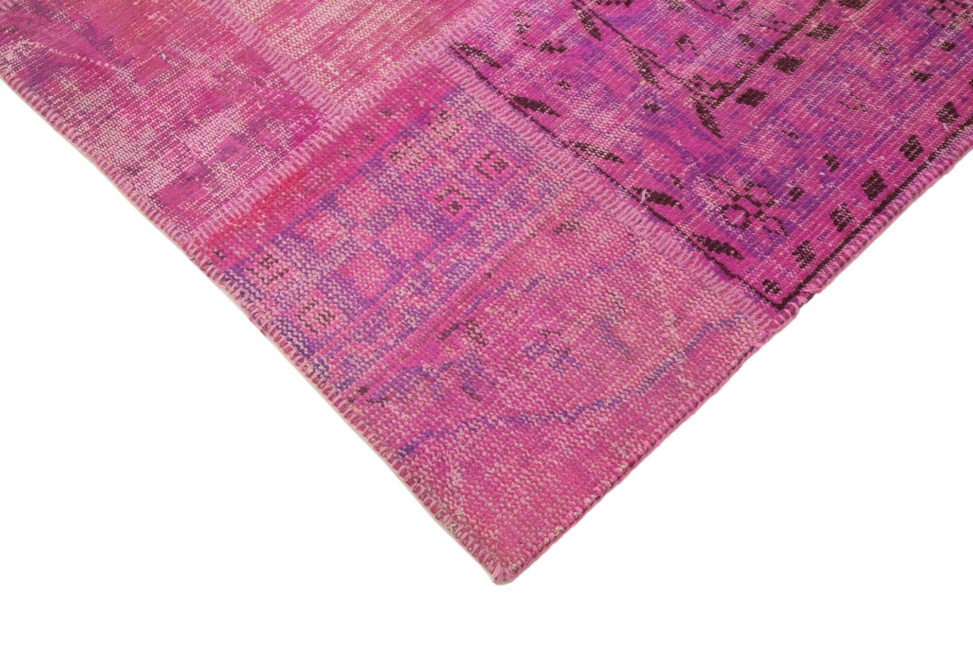Kırk Yama Pembe Patchwork Pamuk Yün El Dokuma Halısı 173x240 Agacan