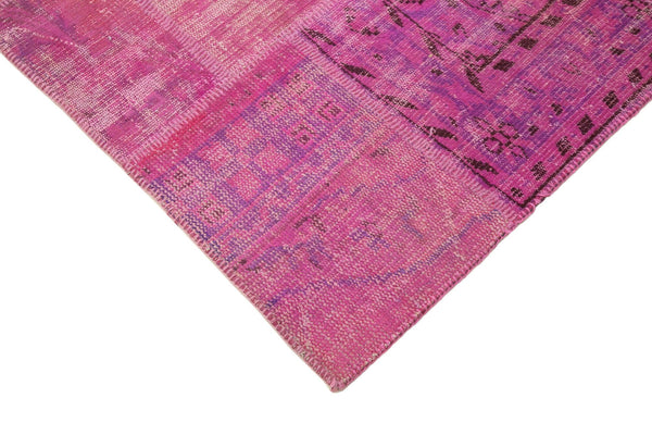 Kırk Yama Pembe Patchwork Pamuk Yün El Dokuma Halısı 173x240 Agacan