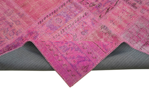 Kırk Yama Pembe Patchwork Pamuk Yün El Dokuma Halısı 173x240 Agacan