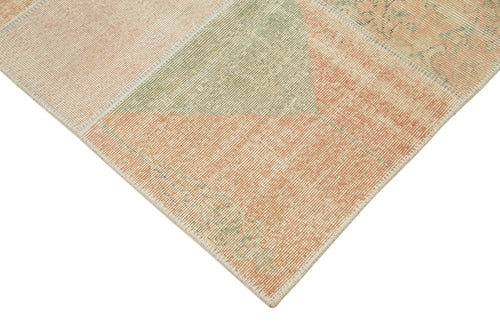 Kırk Yama Bej Patchwork Pamuk Yün El Dokuma Halısı 172x242 Agacan