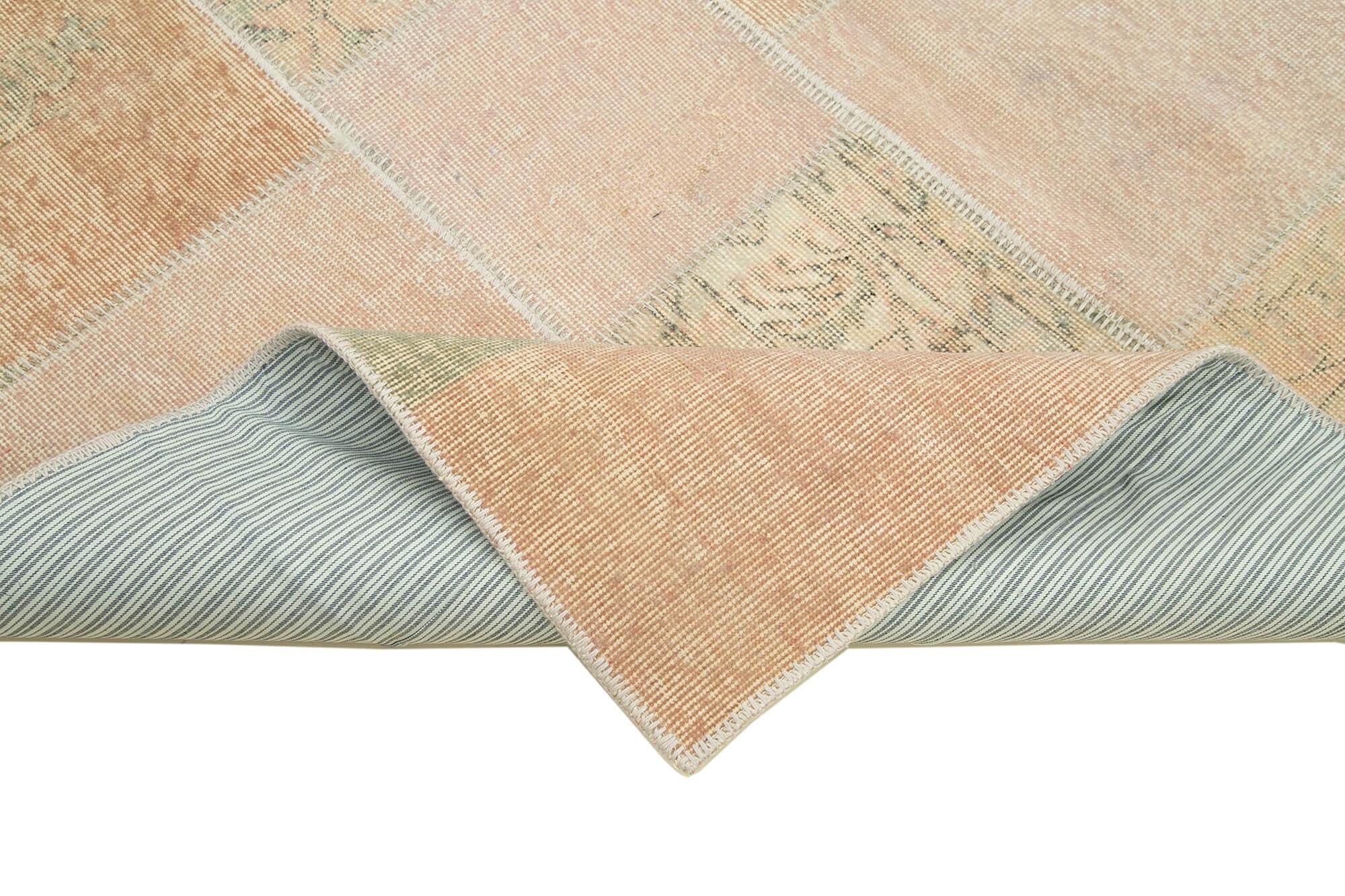 Kırk Yama Bej Patchwork Pamuk Yün El Dokuma Halısı 172x242 Agacan
