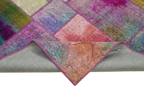 Kırk Yama Mavi Patchwork Pamuk Yün El Dokuma Halısı 168x245 Agacan