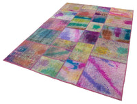 Çok Renkli Soyut Desenli Patchwork El Dokuma Halı 169x243 cm