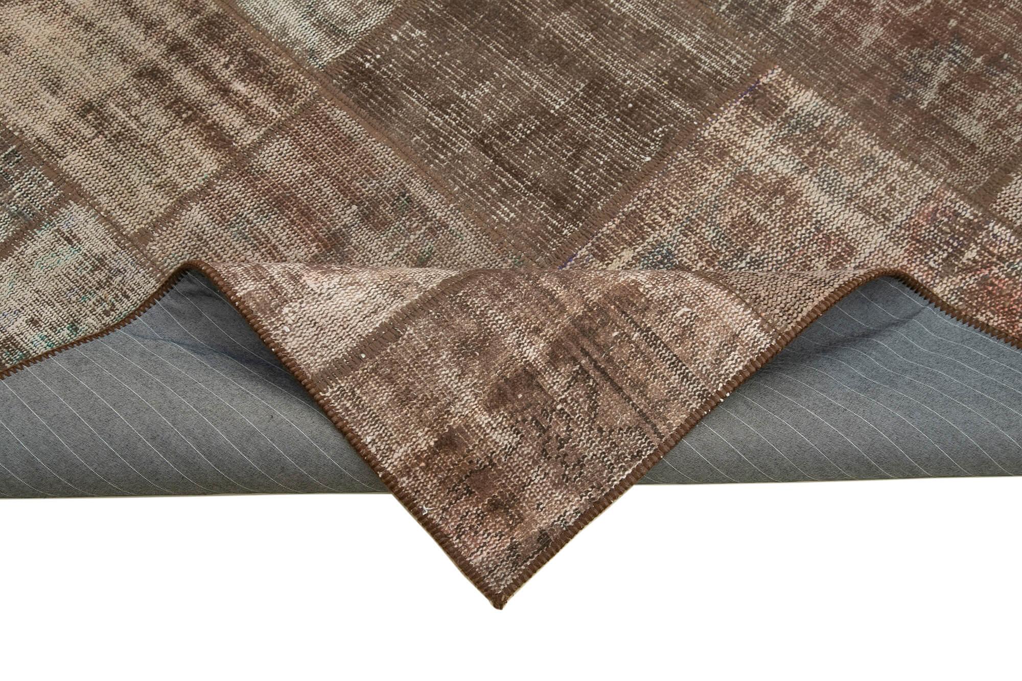 Kırk Yama Kahverengi Patchwork Pamuk Yün El Dokuma Halısı 172x237 Agacan