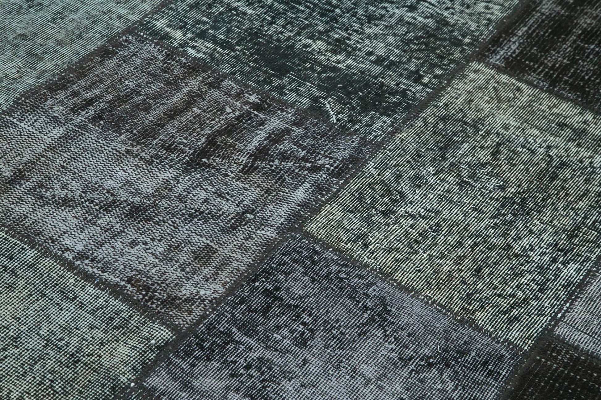 Kırk Yama Siyah Patchwork Pamuk Yün El Dokuma Halısı 167x240 Agacan