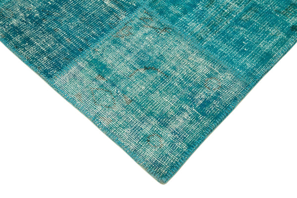 Kırk Yama Turkuaz Patchwork Pamuk Yün El Dokuma Halısı 175x242 Agacan