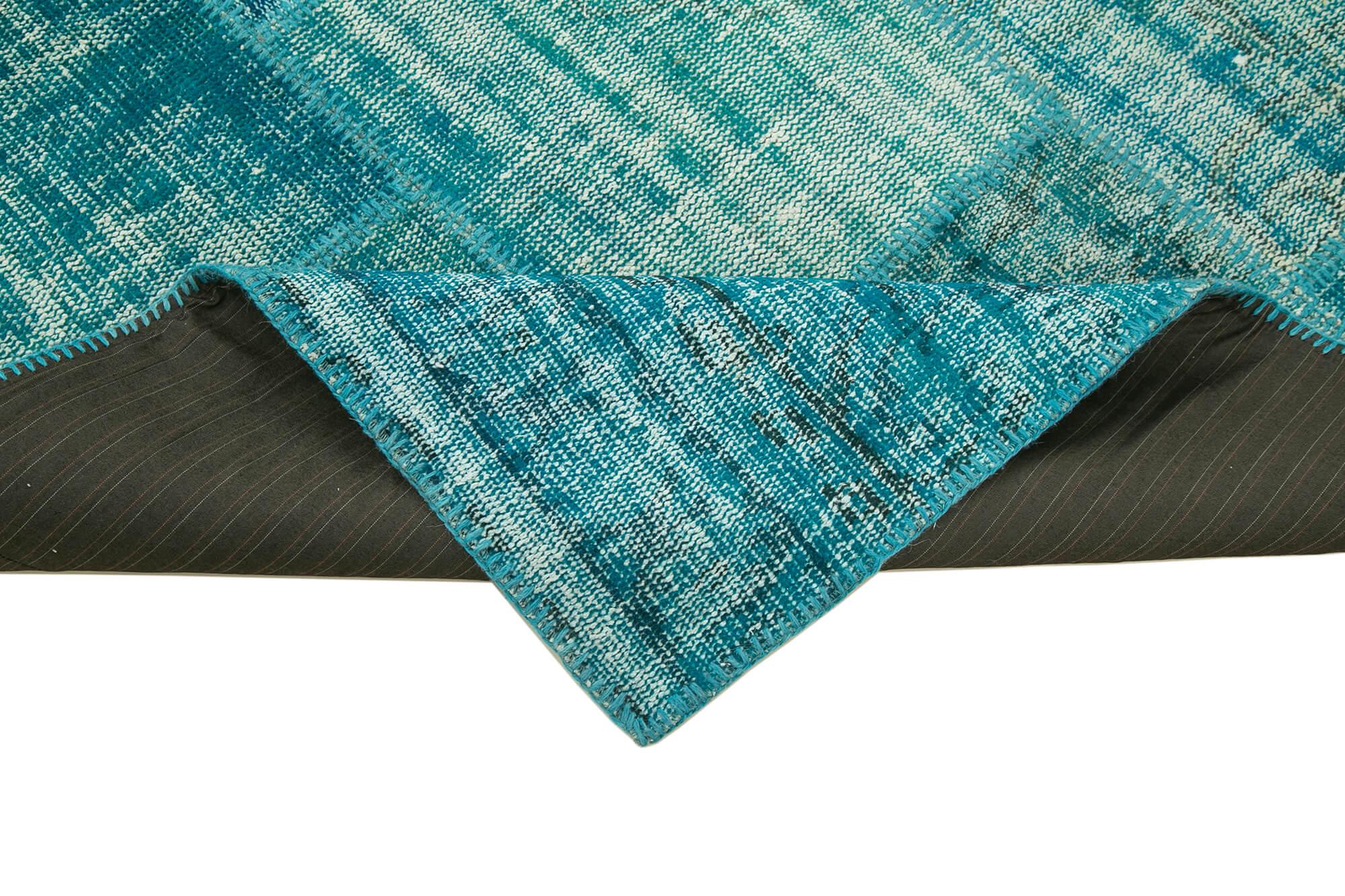 Kırk Yama Turkuaz Patchwork Pamuk Yün El Dokuma Halısı 175x242 Agacan