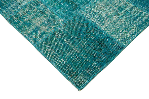 Kırk Yama Turkuaz Patchwork Pamuk Yün El Dokuma Halısı 172x238 Agacan