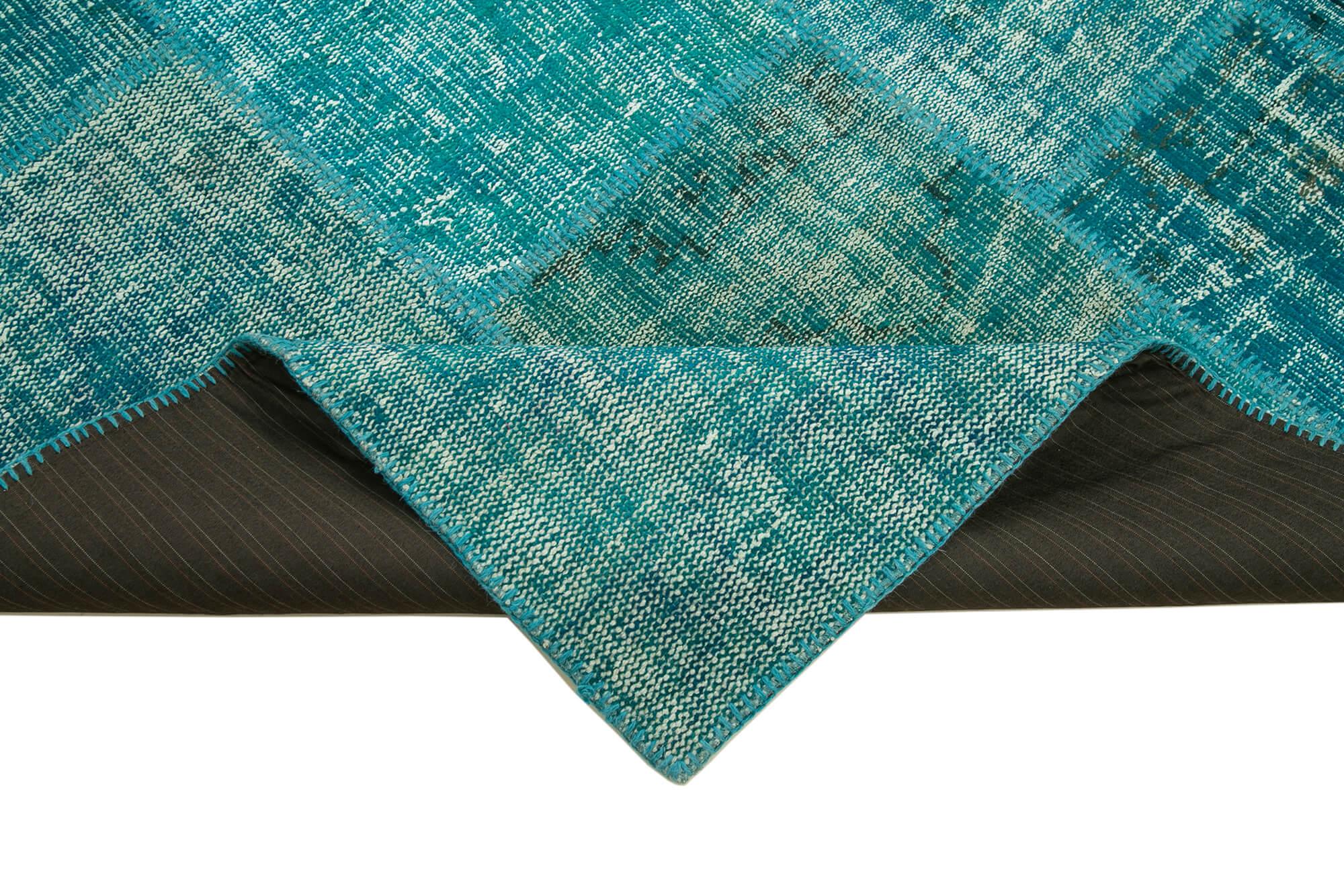 Kırk Yama Turkuaz Patchwork Pamuk Yün El Dokuma Halısı 172x238 Agacan