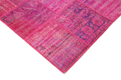 Kırk Yama Pembe Patchwork Pamuk Yün El Dokuma Halısı 175x242 Agacan