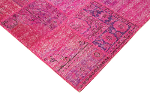 Kırk Yama Pembe Patchwork Pamuk Yün El Dokuma Halısı 175x242 Agacan