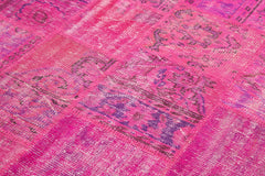 Kırk Yama Pembe Patchwork Pamuk Yün El Dokuma Halısı 175x242 Agacan