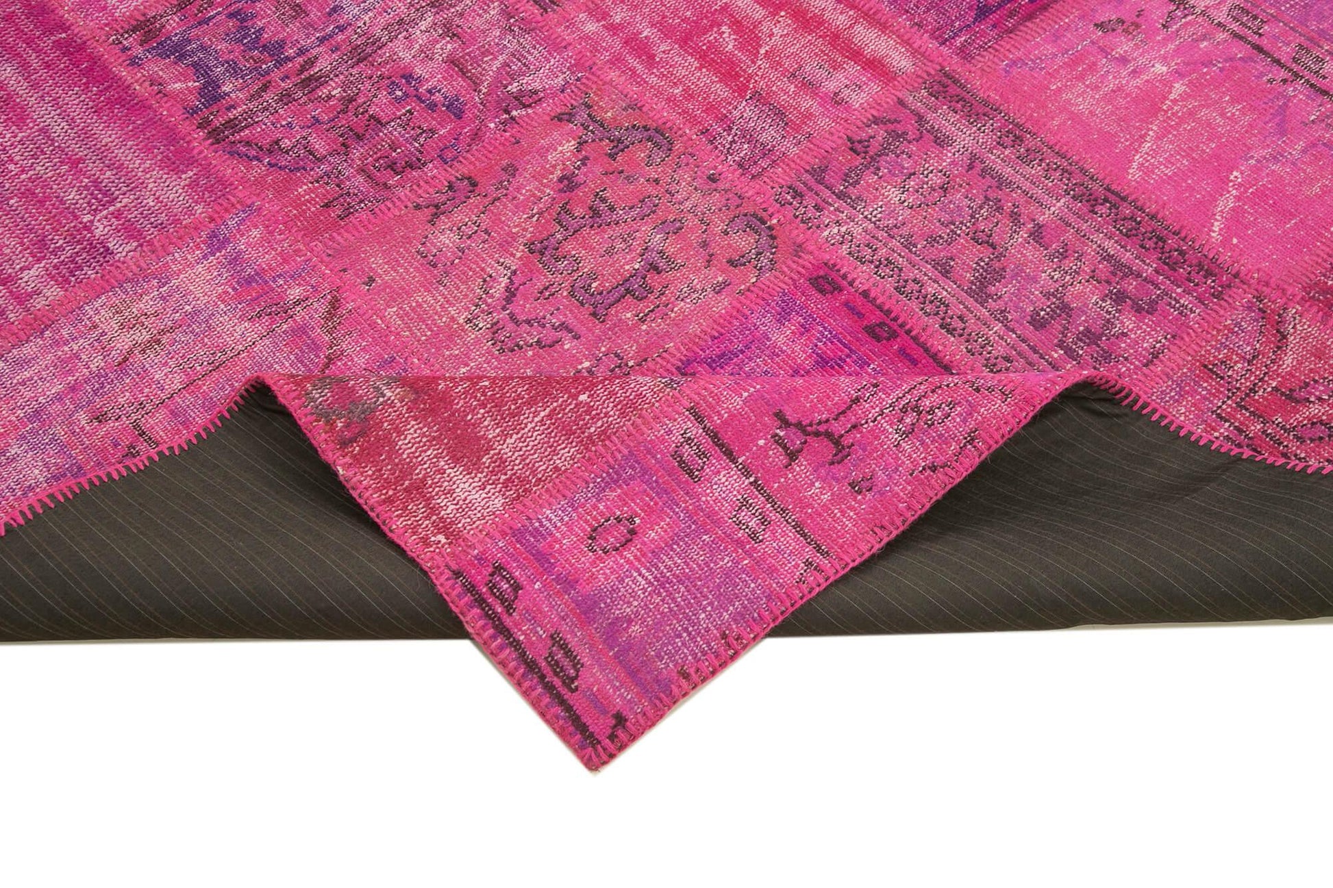 Kırk Yama Pembe Patchwork Pamuk Yün El Dokuma Halısı 175x242 Agacan