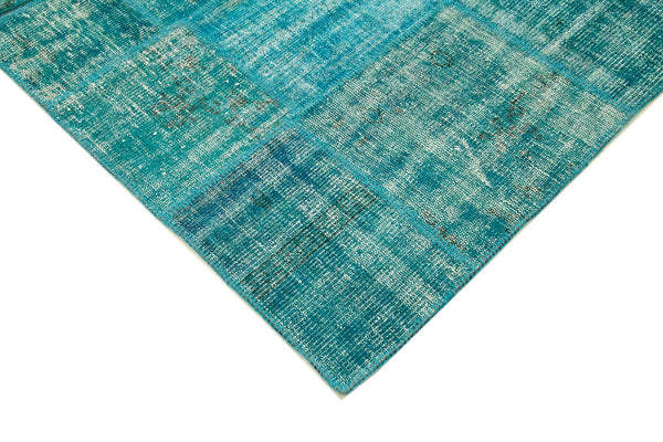 Kırk Yama Turkuaz Patchwork Pamuk Yün El Dokuma Halısı 174x240 Agacan