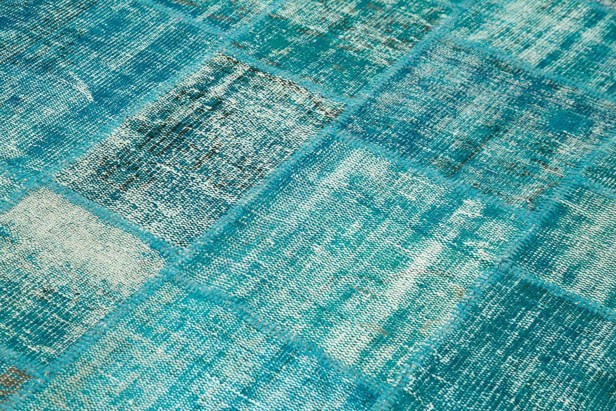 Kırk Yama Turkuaz Patchwork Pamuk Yün El Dokuma Halısı 174x240 Agacan