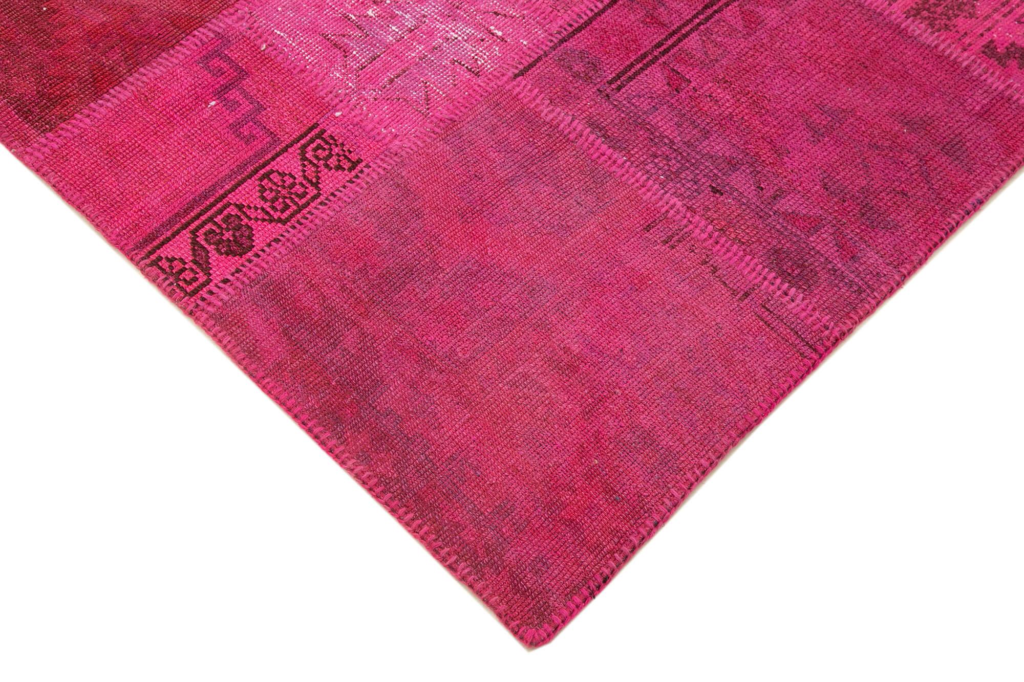 Kırk Yama Pembe Patchwork Pamuk Yün El Dokuma Halısı 172x250 Agacan