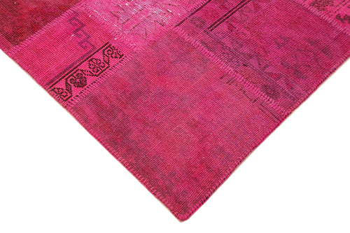 Kırk Yama Pembe Patchwork Pamuk Yün El Dokuma Halısı 172x250 Agacan