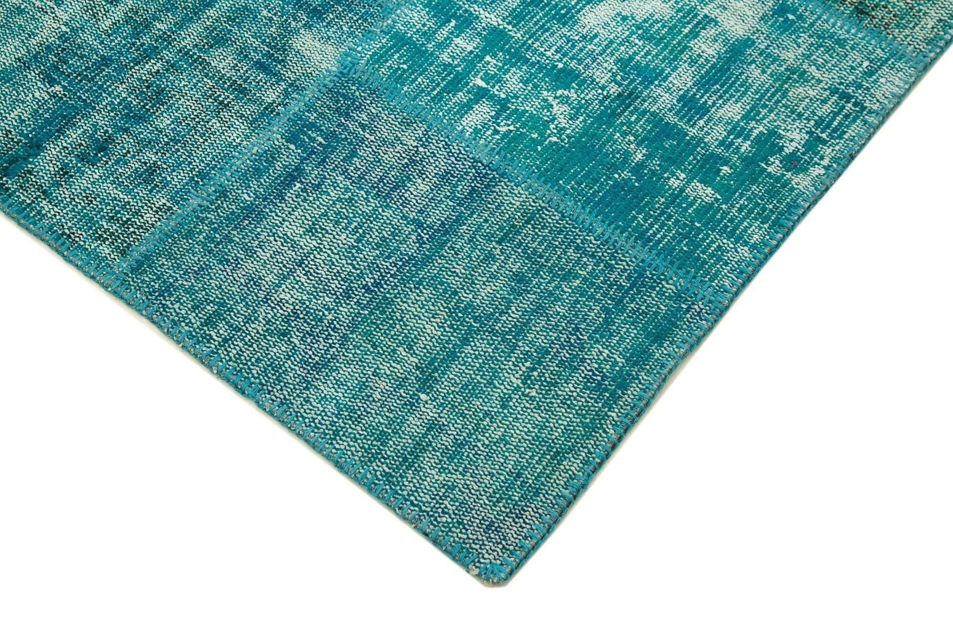 Kırk Yama Turkuaz Patchwork Pamuk Yün El Dokuma Halısı 173x240 Agacan