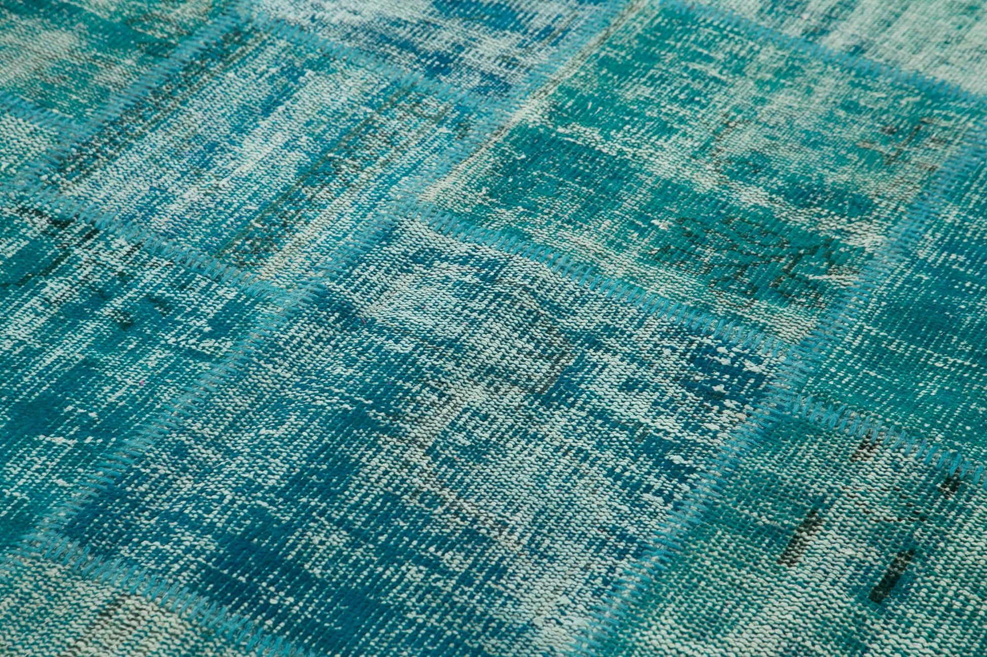 Kırk Yama Turkuaz Patchwork Pamuk Yün El Dokuma Halısı 173x240 Agacan