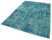 Kırk Yama Turkuaz Patchwork Pamuk Yün El Dokuma Halısı 174x247 Agacan