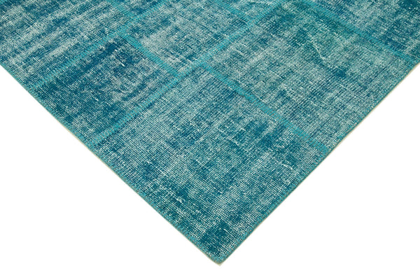 Kırk Yama Turkuaz Patchwork Pamuk Yün El Dokuma Halısı 174x247 Agacan