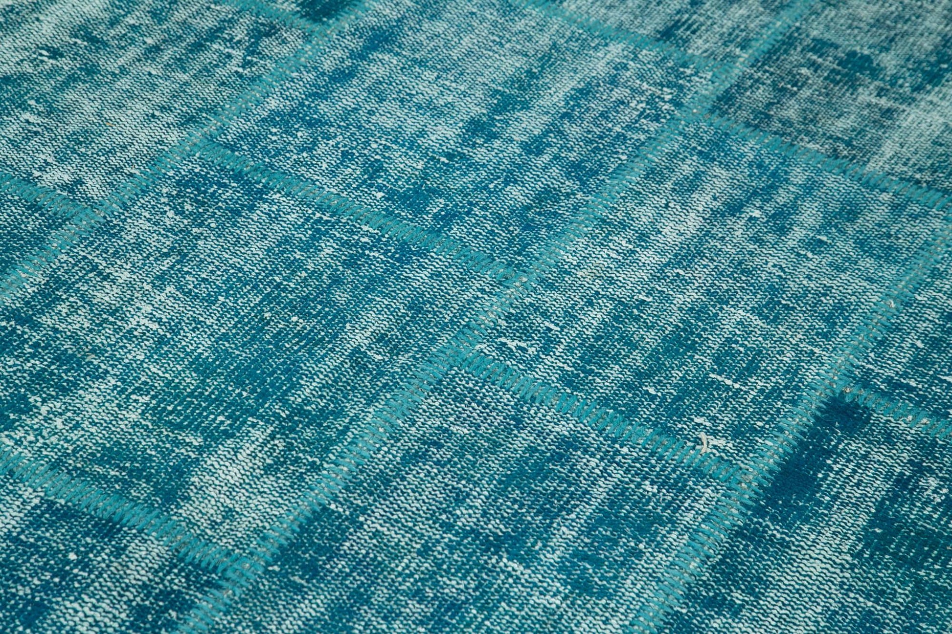 Kırk Yama Turkuaz Patchwork Pamuk Yün El Dokuma Halısı 174x247 Agacan