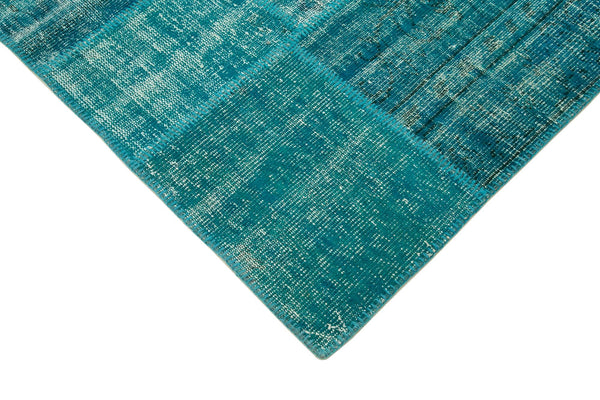 Kırk Yama Turkuaz Patchwork Pamuk Yün El Dokuma Halısı 174x243 Agacan