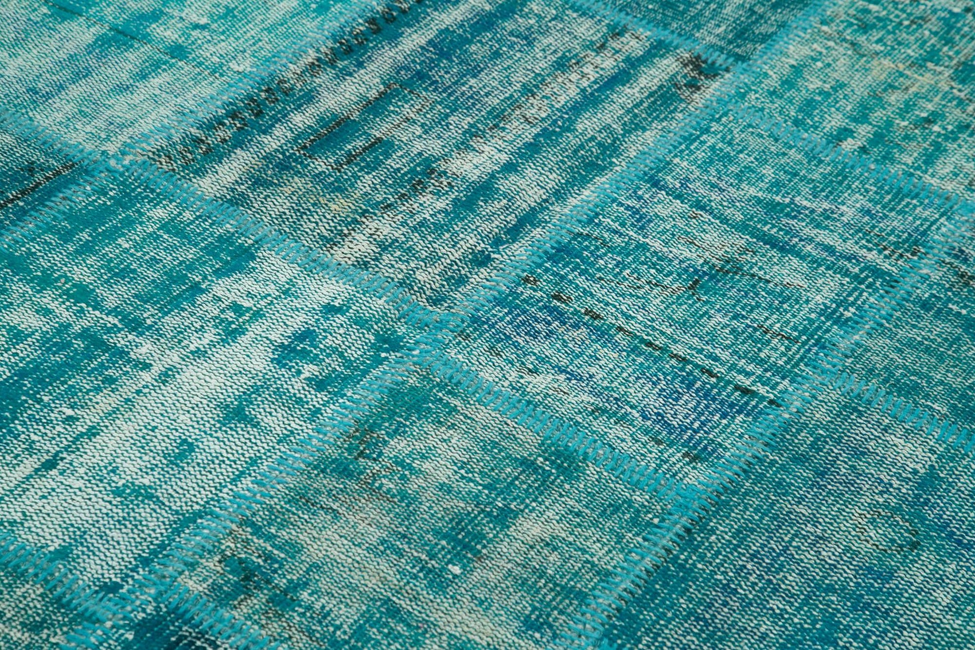 Kırk Yama Turkuaz Patchwork Pamuk Yün El Dokuma Halısı 174x243 Agacan