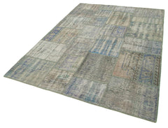 Kırk Yama Gri Patchwork Pamuk Yün El Dokuma Halısı 173x247 Agacan