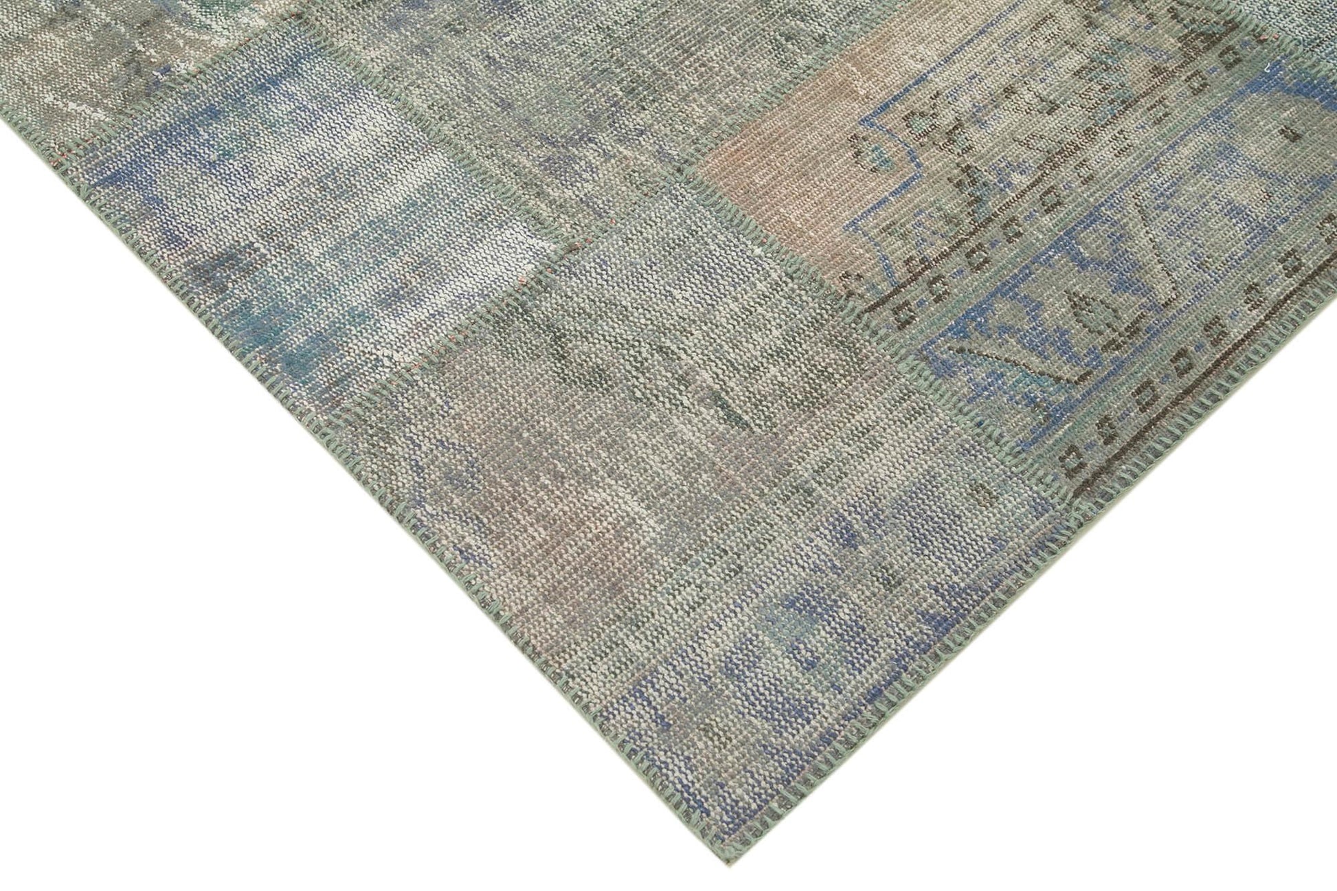 Kırk Yama Gri Patchwork Pamuk Yün El Dokuma Halısı 173x247 Agacan