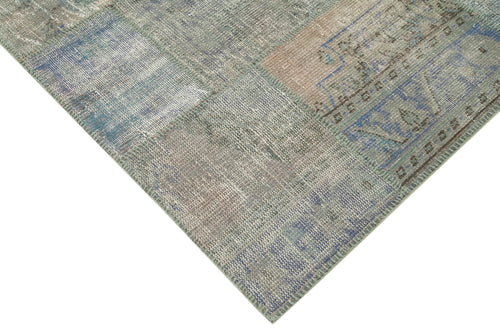 Kırk Yama Gri Patchwork Pamuk Yün El Dokuma Halısı 173x247 Agacan