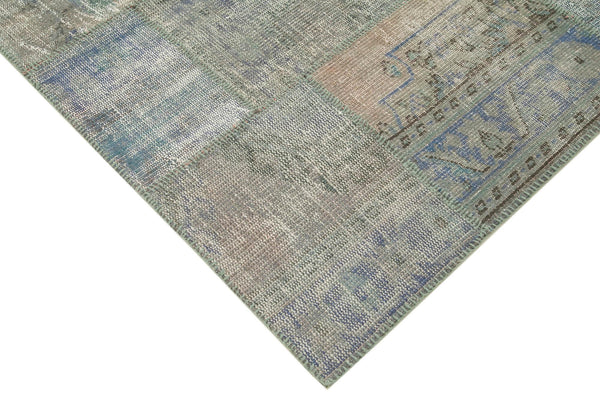 Kırk Yama Gri Patchwork Pamuk Yün El Dokuma Halısı 173x247 Agacan