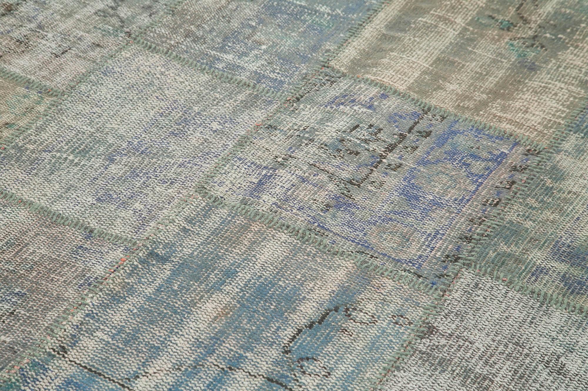 Kırk Yama Gri Patchwork Pamuk Yün El Dokuma Halısı 173x247 Agacan