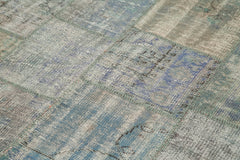 Kırk Yama Gri Patchwork Pamuk Yün El Dokuma Halısı 173x247 Agacan