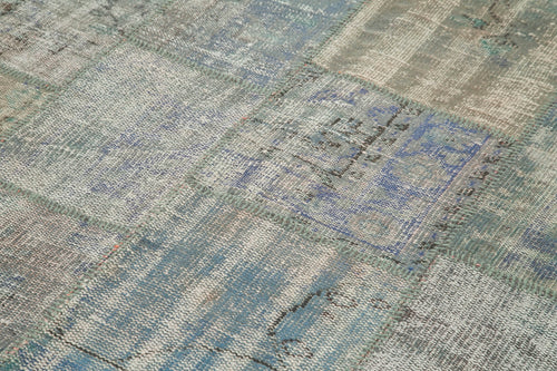 Kırk Yama Gri Patchwork Pamuk Yün El Dokuma Halısı 173x247 Agacan