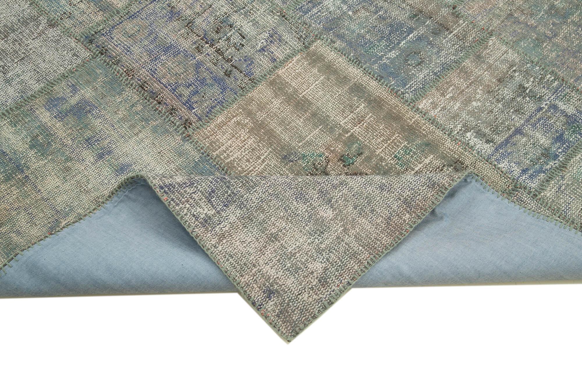 Kırk Yama Gri Patchwork Pamuk Yün El Dokuma Halısı 173x247 Agacan