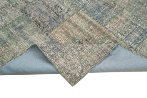 Kırk Yama Gri Patchwork Pamuk Yün El Dokuma Halısı 173x247 Agacan