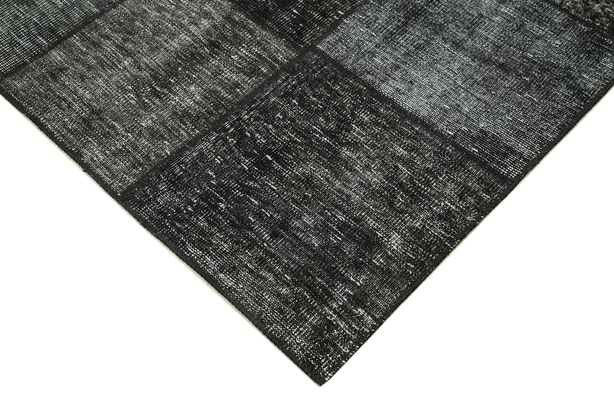 Kırk Yama Siyah Patchwork Pamuk Yün El Dokuma Halısı 171x246 Agacan